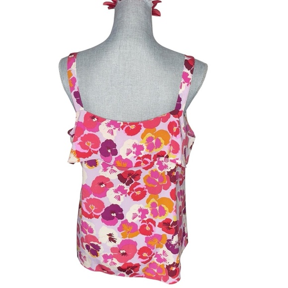 Cabi Style #5602 Woman Footloose Pansies Ruffle Floral Pink Cami Tank Top - M - Picture 4 of 10